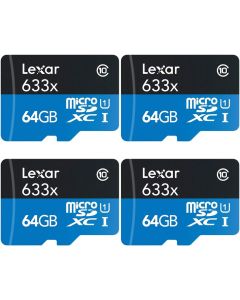 Lexar LSDMI64GBBNL633A High-Performance 633x microSDHC/microSDXC UHS-I 64gb Memory Card 4 Pack