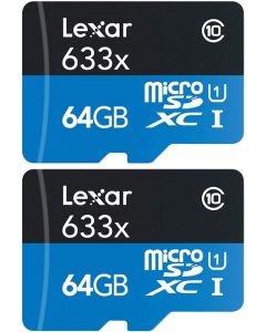 Lexar LSDMI64GBBNL633A High-Performance 633x microSDHC/microSDXC UHS-I 64gb Memory Card 2 Pack