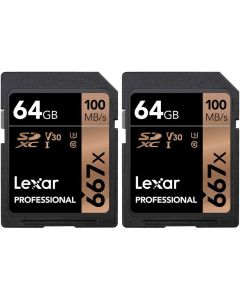 Lexar Professional 667x 64GB SDXC UHS-3 Class 10 Memory Card 2 Pack (LSD64GBNA667)