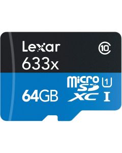 Lexar 64GB High-Performance UHS-I Class 10 A1 U3 V30 633x microSDXC Memory Card, 95MB/s Read